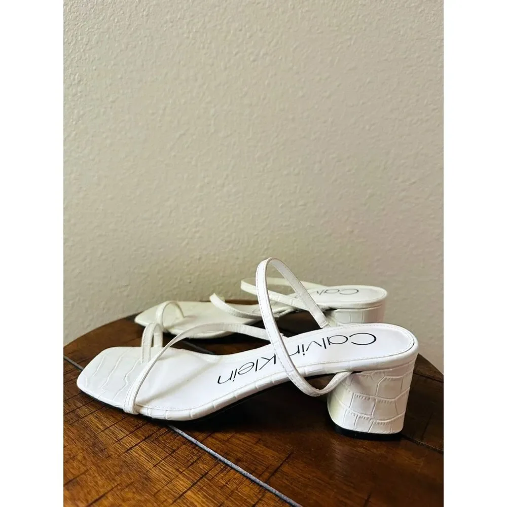 Calvin Klein Strappy Dress Sandals 9 Wedding Bridal Cocktail Formal White Belma